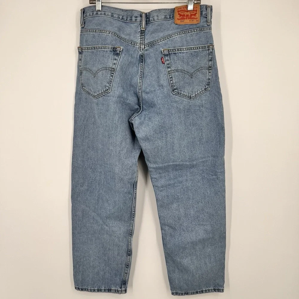 Levis 550‎ Jeans Mens 36x30 Stone Wash Blue Relaxed Fit Denim Pants Casual